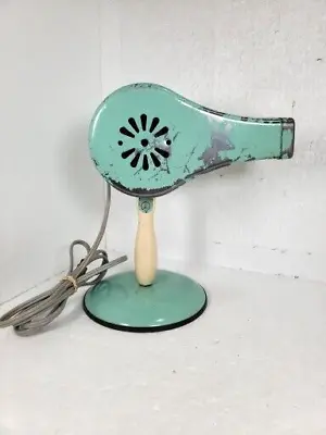 Vintage Quickie Hair Dryer 12518 Retro Hand Held Turquoise Teal Green With Stand • $24