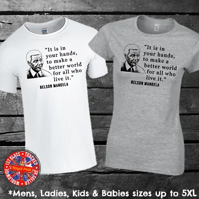 Nelson Mandela Quote T-shirt Mens Ladies Kids Historical Figure South Africa • £10.95