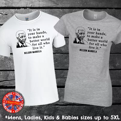 Nelson Mandela Quote T-shirt Mens Ladies Kids Historical Figure South Africa • £10.95