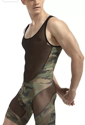 Mens Camouflage Singlet Bodysuit • $25