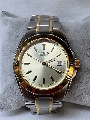 Rare Men's Citizen 2510-S99353 Two Tone Quartz Date Watch New Battery • $52.89