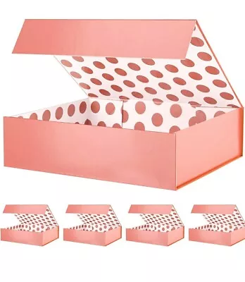 5 Gift Boxes 13.5x10x3.5 Inches Large Rose Gold Gift Boxes W/Lids Magnet Closer • $43.99