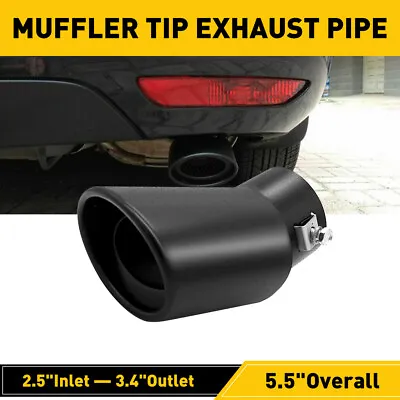 Black Car Exhaust Pipe Rear Tail Throat Muffler Tip 2.5  Inlet Auto Accessories • $15.99