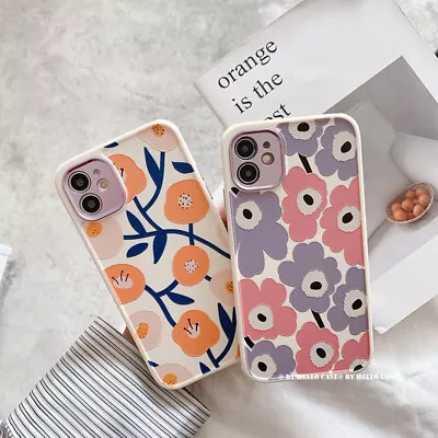 $11.62 • Buy Cute Square Silicone Matte Case Cover Flowers For IPhone 12 Pro Max 11 Pro X 7