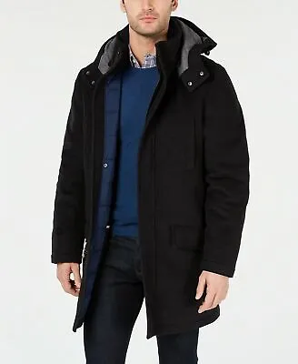 Tommy Hilfiger Men's Modern-Fit Pilot Tic Hooded Overcoat Charcoal 42L • $77.39