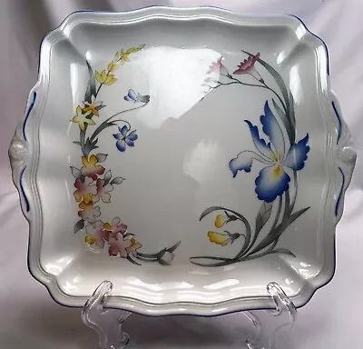 Villeroy & Boch Riviera Handled Square Cake Plate 9 1/2  Scalloped Porcelain • $29.95