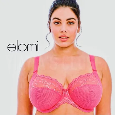 Elomi Charley UW Stretch Lace Plunge Bra #EL4382 UK Szs E-HH Honeysuckle NWT $66 • $34.39