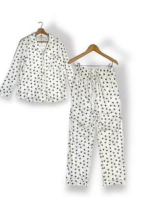 The Night Store Maternity Pyjama Set Bumble Bee Print Jersey White Size UK 6/8 • £26