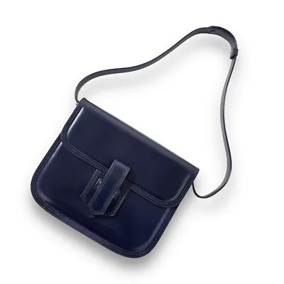 Yves Saint Laurent Vintage Shoulder Bag 2way Leather Navy Japan Used Authentic • $309.99