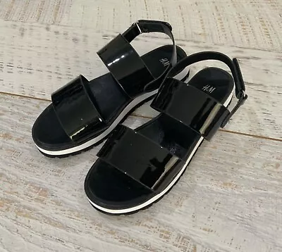 H&M Girls Size Aus 3.5  US 4.5  EUR 37 Black Sandals - New Without Tags • $21.90