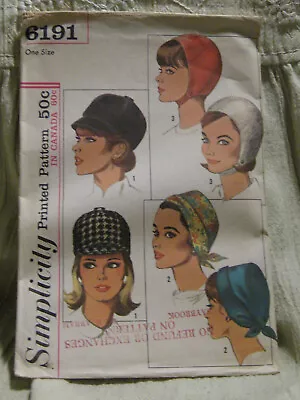 Vintage 1965 Simplicity 6191 Set Of Women's Hats • $8