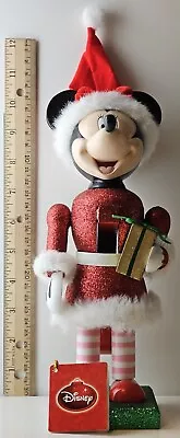 Disney Minnie Mouse Nutcracker Kcare Glitter Red Green White Wood 10.5  Tall NWT • $39.99