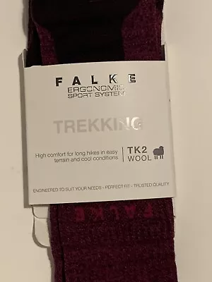 Falke Womens Trekking Socks TK2 Wool 2.5-3.5 Purple Mix RRP25 35-36 Freepost • £17.99