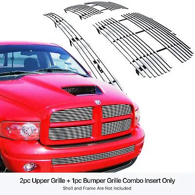 Fits 02-05 Dodge Ram Sport Stainless Chrome Billet Grille Insert Combo • $115.99