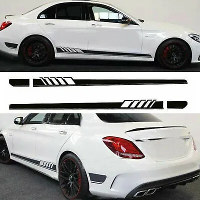 Side Skirt Racing Stripes Vinyl Decal Sticker For Mercedes A C CLA E S CLS • $13.78