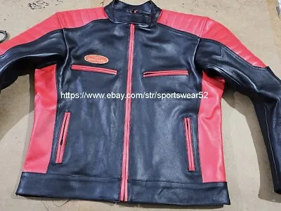 Moto Guzzi Racing Motorbike Leather Jacket In Cow Hide/5 Ce Approved Protectors • $167.72