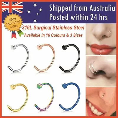 $1.84 • Buy Nose Lip Ear Ring Hoop Rings Surgical Body Piercing Earring Stud AUS. Jeweller.