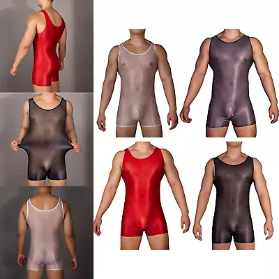 Men's One-Piece Glossy Bodysuit Jockstrap Wrestling Singlet  Jumpsuit Underwear • $3.67