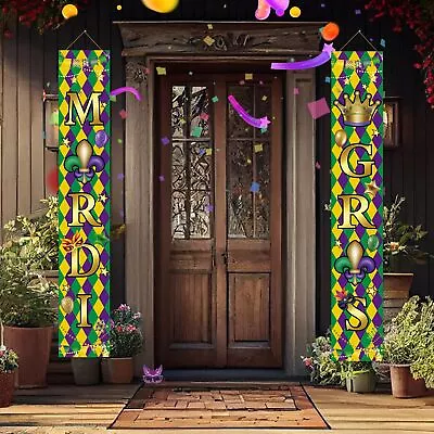 Mardi Gras Decoration Set Mardi Gras Porch Sign Welcome Banner Mardi Gras Hangin • $12.15