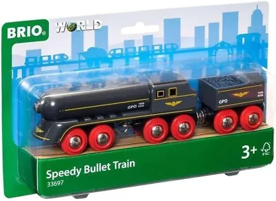 BRIO 33697 World Speedy Bullet Engine Train Toy For Kids Age 3 Years Up Multico • £12.29