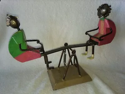 Vintage Manuel Felguerez Mexican Folk Art Metal See-Saw Modernist Sculpture • $225