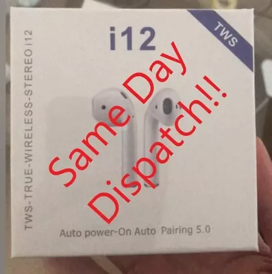 Bluetooth I12 Wireless Earphones Wireless TWS White - Same Day Dispatch • £10