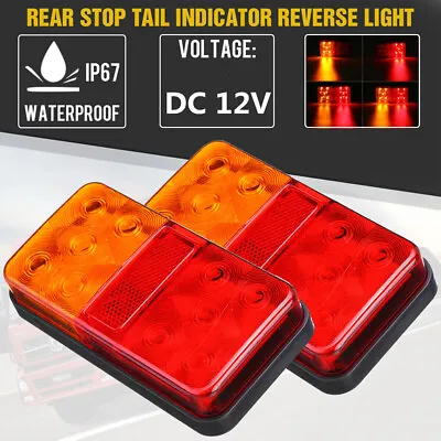 2x LED Trailer Tail Light Kit Pair Plug 8m 5 Core Wire Caravan Ute 7 Pin Flat AU • $38.99