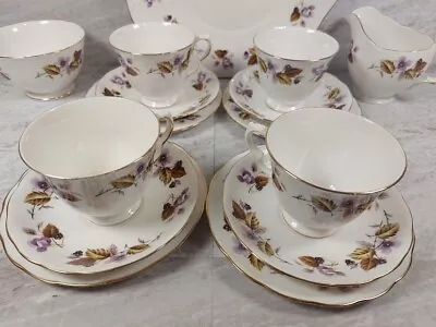 Queen Anne Bone China Pattern 8344 Tea Cups & Saucers Tea Set & Sandwich Plate • £24.99