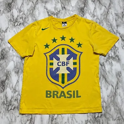 $12.29 • Buy Nike Mens T Shirt Size M Yellow BRASIL Soccer Graphic CBF  Short Sleeve 363560