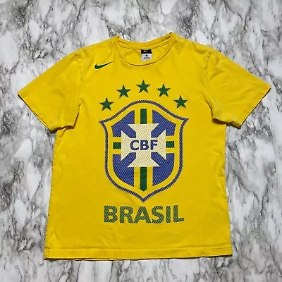 $17.55 • Buy Nike Mens T Shirt Size M Yellow BRASIL Soccer Graphic CBF  Short Sleeve 363560