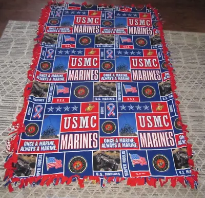 U.S. MARINE CORP 48  X 78  PLUSH THROW TIE BLANKET USMC MARINES SEMPER FI • $35