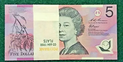 1995 Australia Unc 5 Dollar Banknote Fraser/evans......one Banknote Per Sale. • $29.99