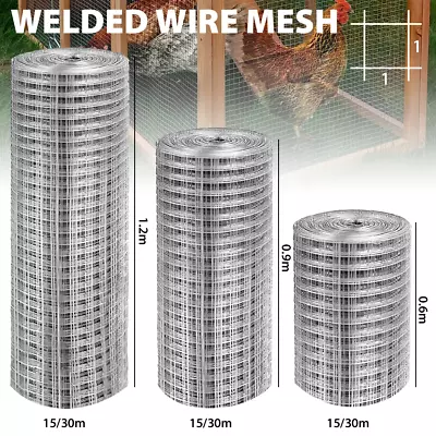 Welded Wire Mesh 1 X1  Galvanised Fence Aviary Rabbit Hutch Chicken Run Coop Pet • £25.69