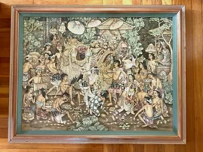 Vintage Original Balinese Ubud Oil On Canvas Signed And Framed Painting 38 X 30  • $425