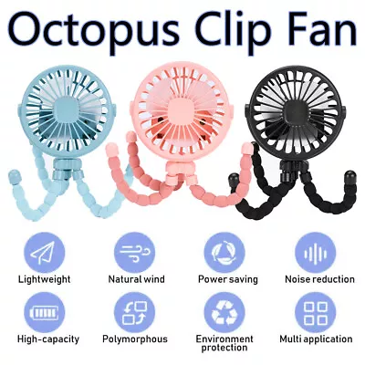 USB Flexible Mini Handheld Fans Fan Portable Octopus Clip-on Baby Stroller For • $16.89