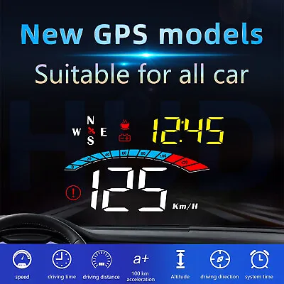 $27.88 • Buy GPS Hud HD Car Speed Projector Auto Head-Up Display Speedometer Alarm Universal