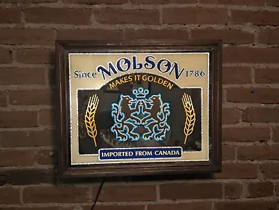 Vintage Molson Beer Makes It Golden - Light Up Mirror Sign 1985 New • $99.99