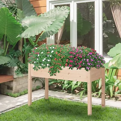 Raised Wood Garden Bed Planter Vegetables Grow Flower Herbs Box Kit • £67.21