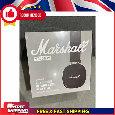 Marshall Major IV Bluetooth Headphones Wireless Charging - Black - NEW SEALED • £57