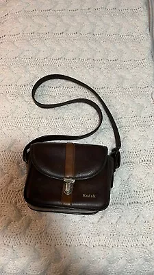 Kodak Camera Hard Case Bag Brown Leather With Shoulder Strap Vintage • $20