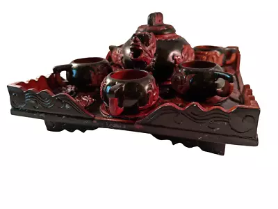 Vintage Yixing-Style 6 Piece Dragon Tea Set With Mother Of Pearl Inlay • $79