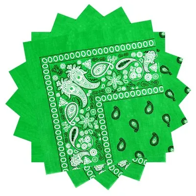 Bandana 100% Cotton Versatile Large Paisley Bandanas In Pack Of 5 Lime Green • $14.98