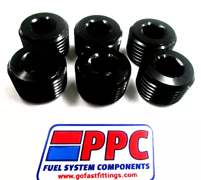 1/2  NPT Pipe Plugs W/recessed  Allan Head 6 Per Pkg  Black Anodized Aluminum • $19.90