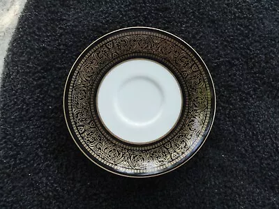 Mikasa Mount Holyoke Gold Scrolls Black Rim White Bone-China Saucer • $5
