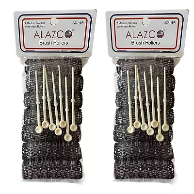 ALAZCO 14 Pc Vintage Style Hair Roller Medium BRUSH ROLLERS & PINS Mesh Hair Cur • $14.27