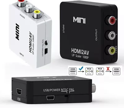 HDMI To RCA AV HD Converter Composite CVBS Audio Video Adapter Wii NES SNES • $10.69