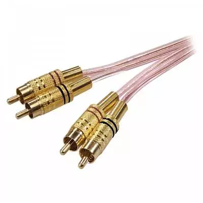 0.5m Pro Audio Metal 2 X RCA Phono Plugs To Plugs Cable Lead Gold 50cm Hi-Fi • £4.99