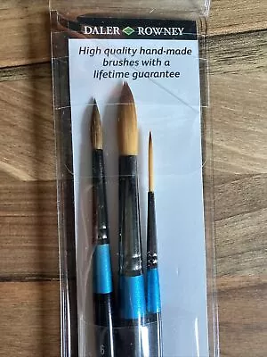 Daler Rowney Aquafine Watercolour Brush Pack Set 301 Round 6 & 10 Rigger 2 • £12.95