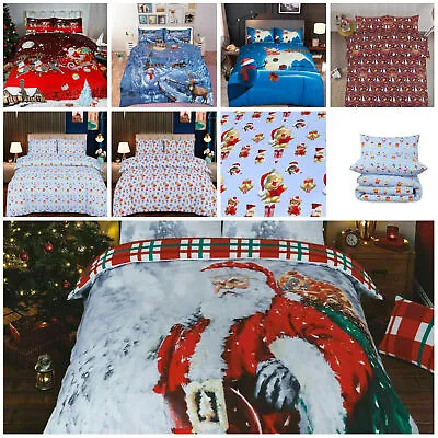 £9.99 • Buy Christmas Duvet Cover Set Reversible Quilt XMAS Bedding Single Double King Size