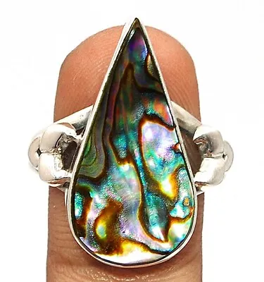 Natural Rainbow Abalone Shell 925 Sterling Silver Ring Jewelry Sz 9 NW16-7 • $28.99